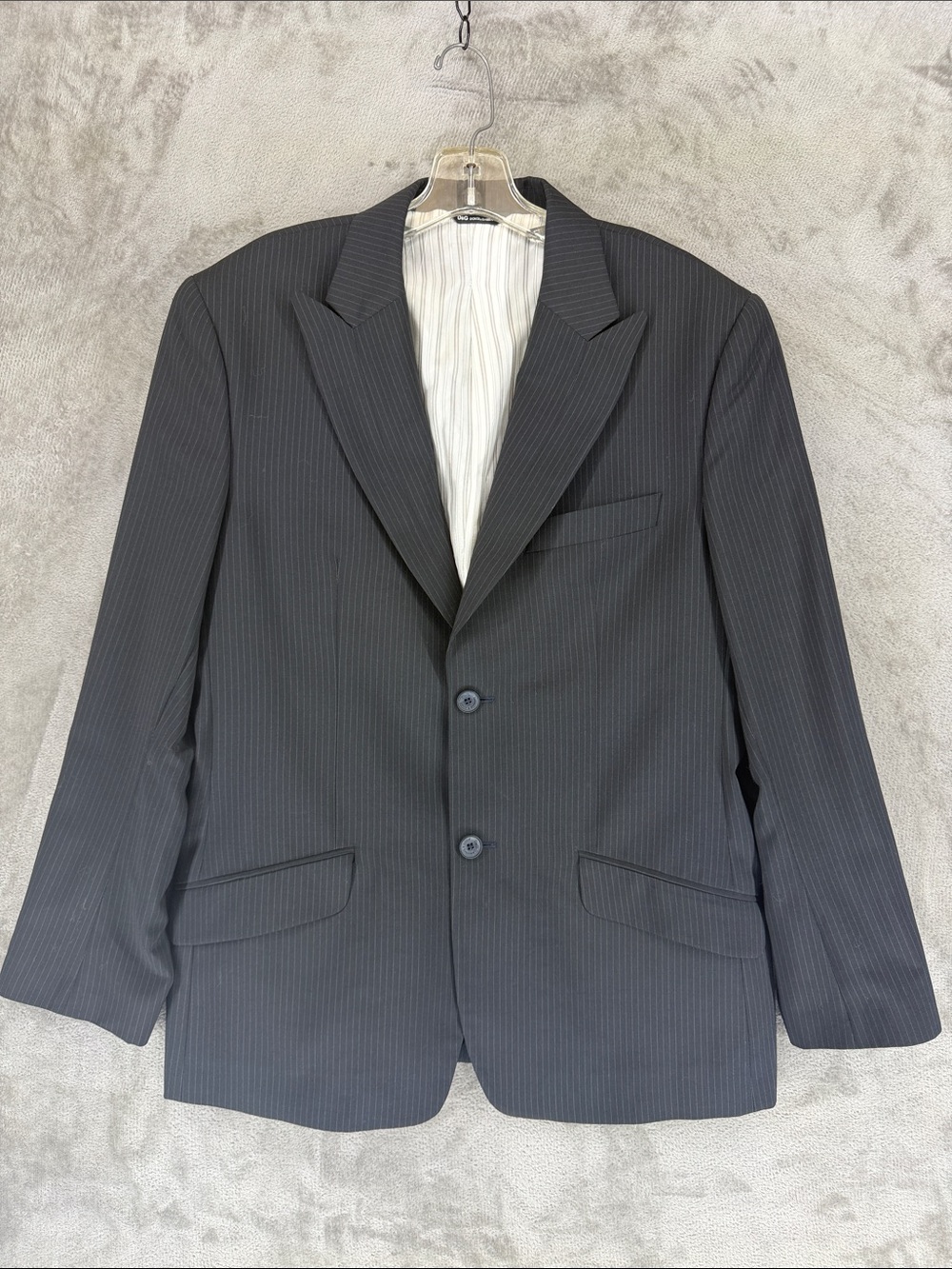 Dolce & Gabbana D&G Pinstripe 2-Button Wool Suit Jacket Blazer Men’s 54